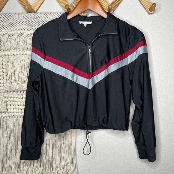 Emory Park Black Striped Cropped Track Jacket - Picture 1 of 6